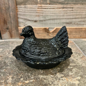 Mosser Glass Black Hen on Nest
